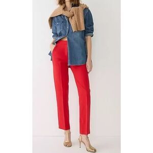 J. CREW Pants Women Sz 6 Bright Red High Rise Straight Leg Trouser Office Career